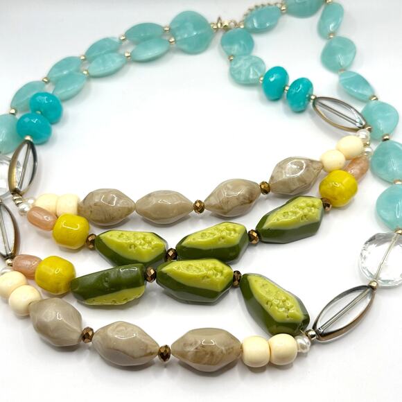 Anthropologie Necklace Chunky Mixed Stone Colorful Beaded Semi precious beads - Picture 1 of 13